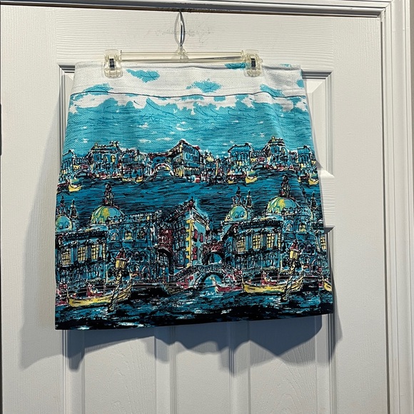 Talbots Dresses & Skirts - Talbots Vibrant Venice Italy Mini Skirt - Blue and Black Size 12